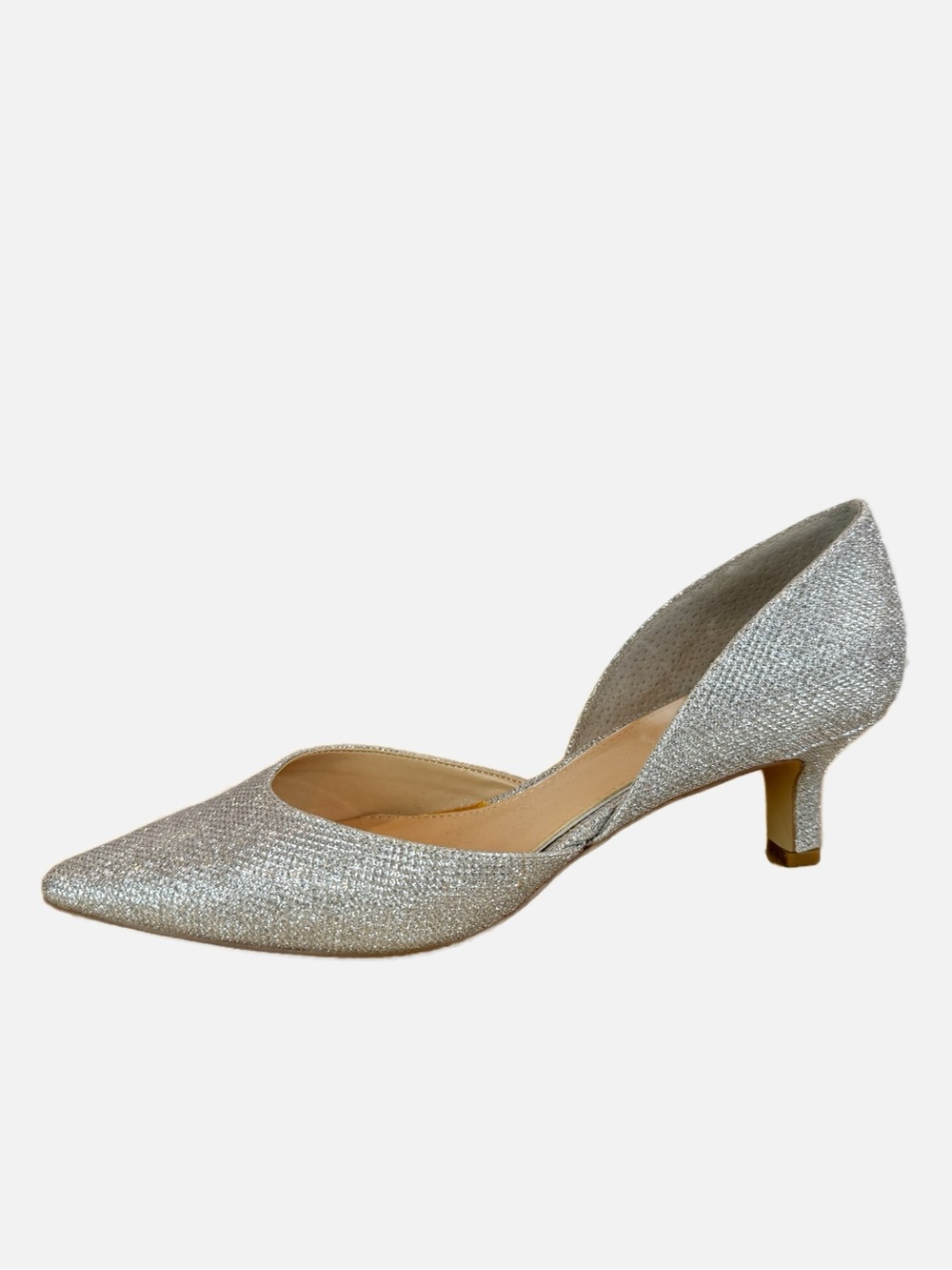 Jewel Badgley Mischka | Silver Kitten Heel, 10